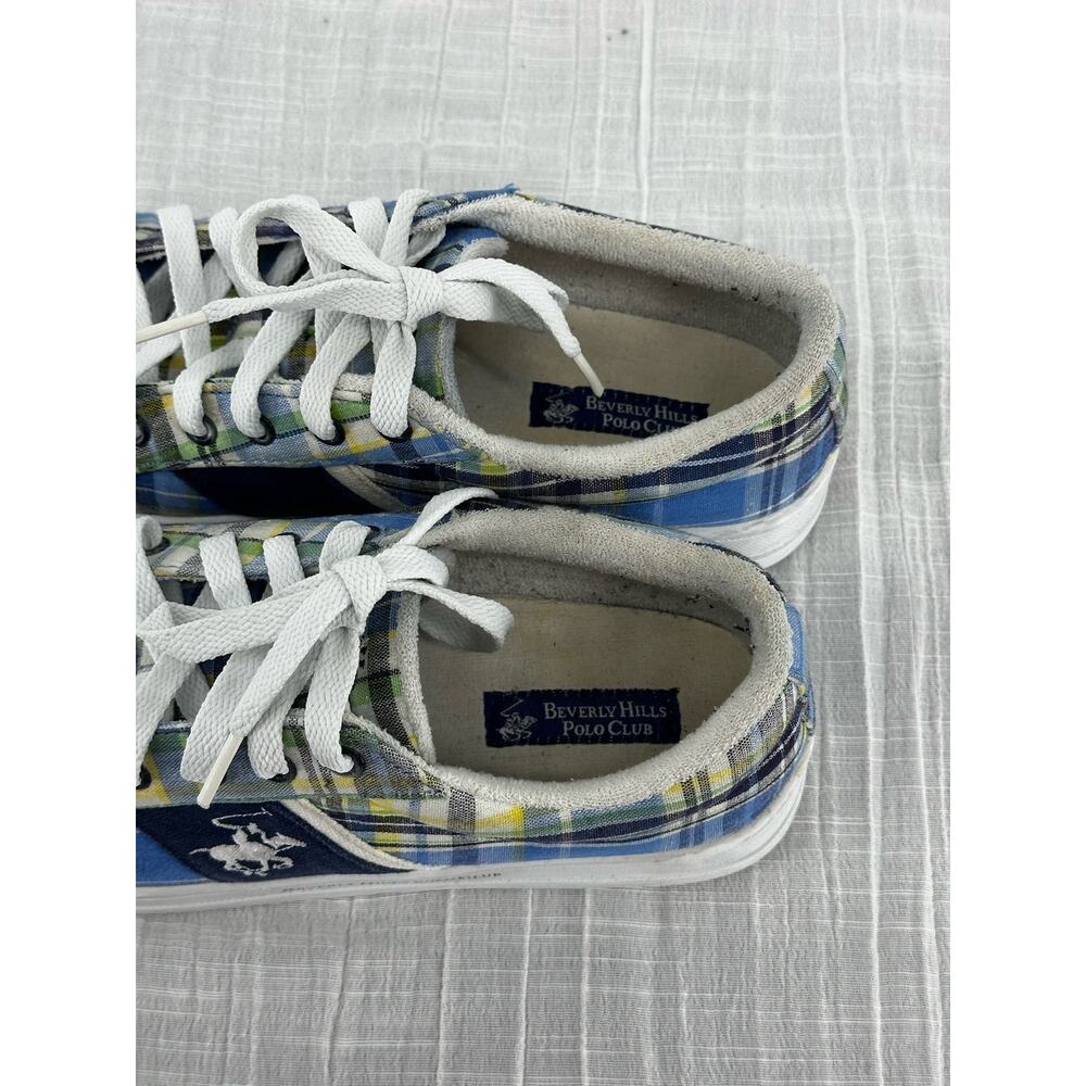 Beverly Hill Polo Club Canvas Sneakers Lace up Blue White Yellow 10 - Picture 8 of 9